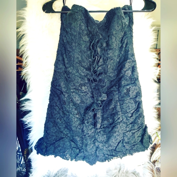 BB DOKOTA Layered Lace Little Black Cocktale Dress STRAPLESS must have *8* 🖤🖤 - Picture 1 of 8